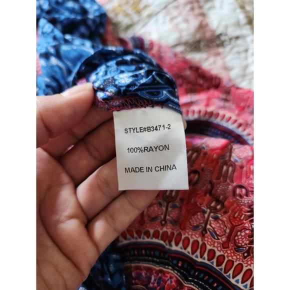 Jodifl Womens Kimono Open Front Cardigan Blue Pink Rayon Tassels Flowy Boho S - Picture 8 of 8